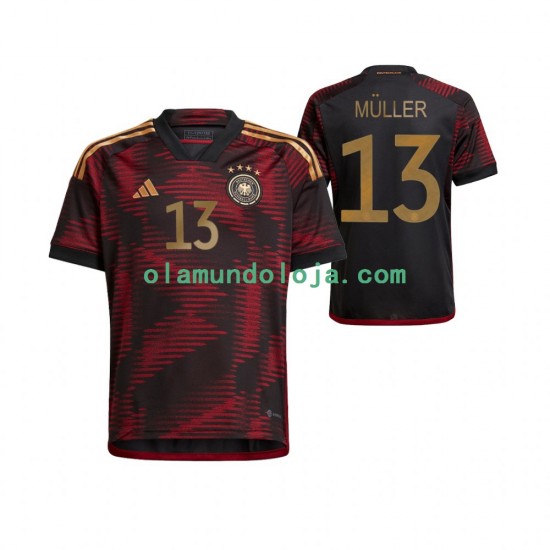 Camisola Alemanha Thomas Muller 13 Homem Equipamento Segundo Copa do Mundo 2022 Manga Curta